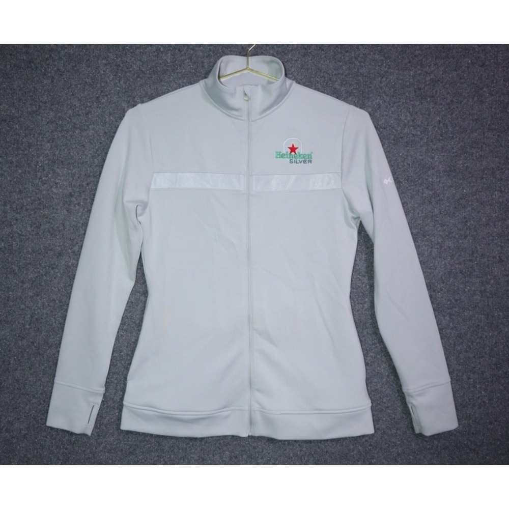 Columbia Golf Shirt Jacket Women Small Gray Full Zip‎ Mock Neck Lightweight EUC